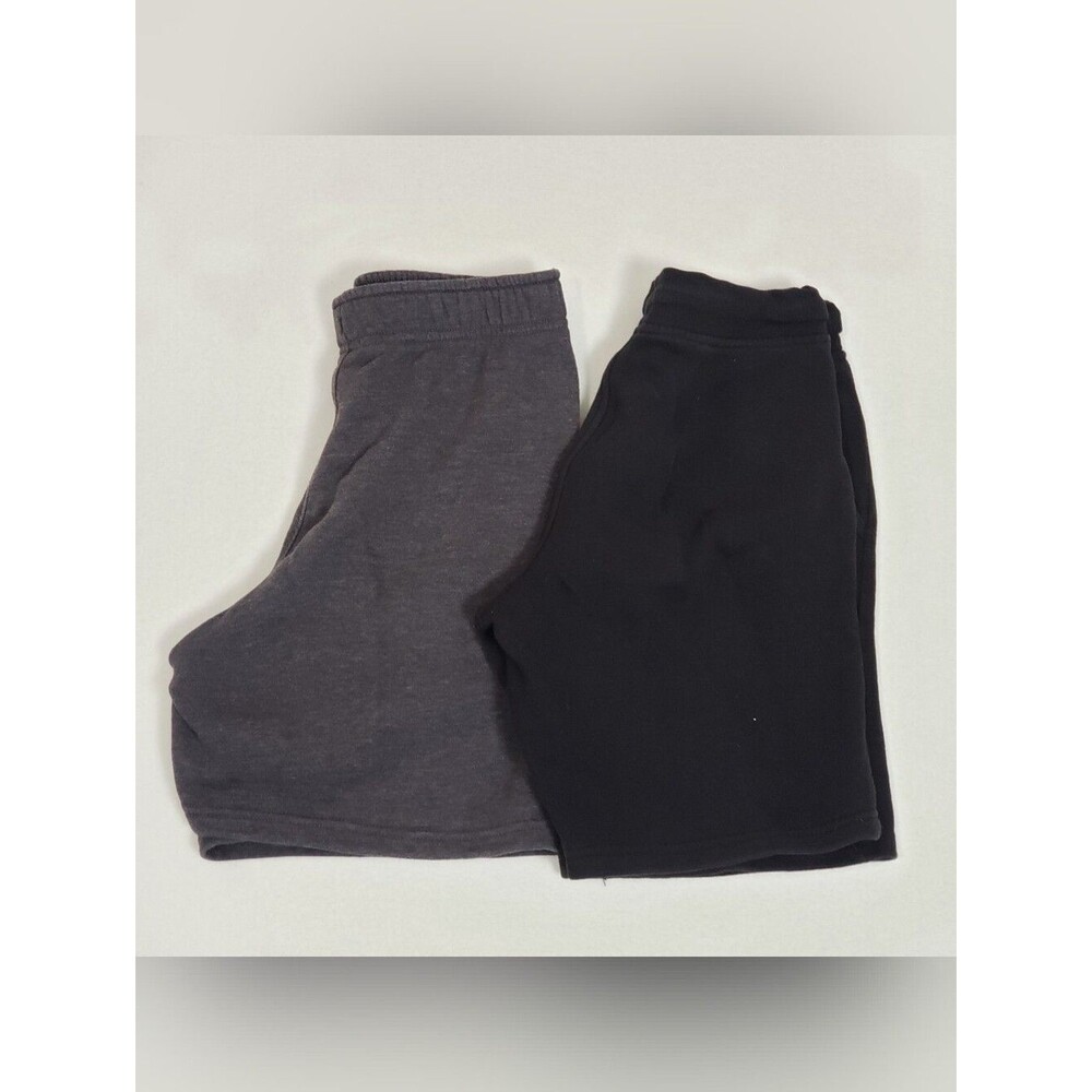 2 Youth Fleece Shorts Athletic Post Workout Lounge Elastic Waist Deep Pocket Lee